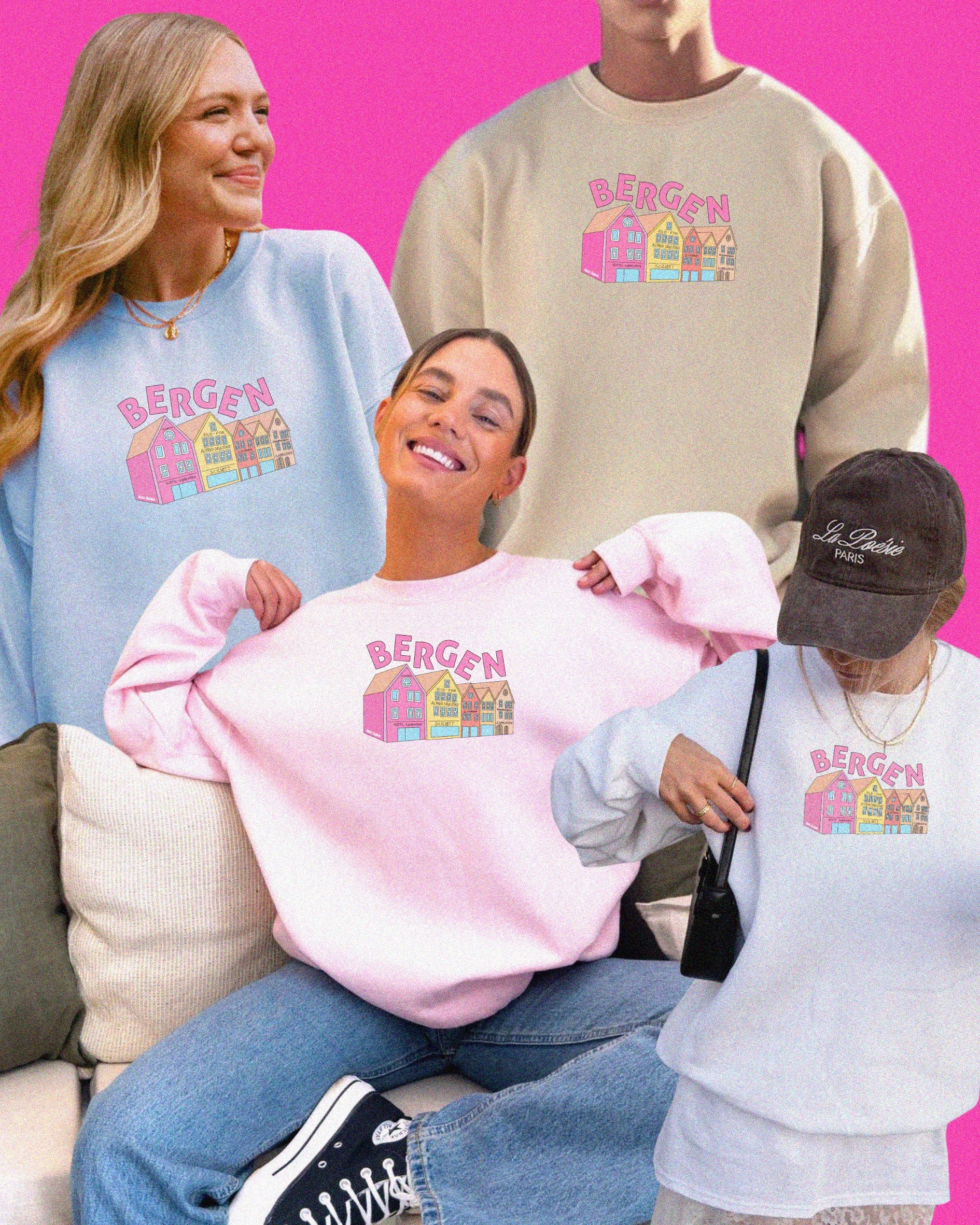 Unisex sweatshirt med teksten “Bergenseren” – tykk og myk collegegenser i klassisk passform, perfekt for hverdagsbruk og bergensvær.