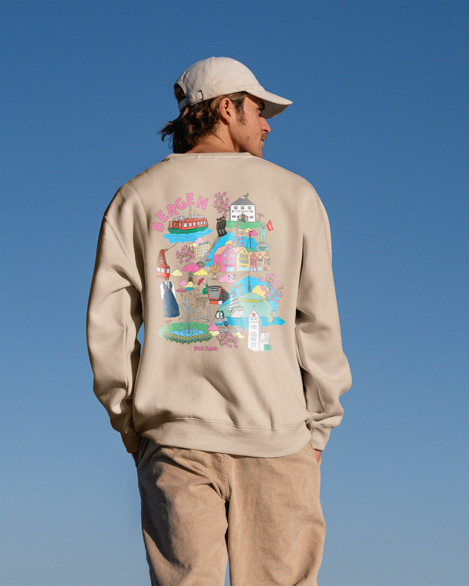 Unisex sweatshirt med teksten “Bergenseren” – tykk og myk collegegenser i klassisk passform, perfekt for hverdagsbruk og bergensvær.